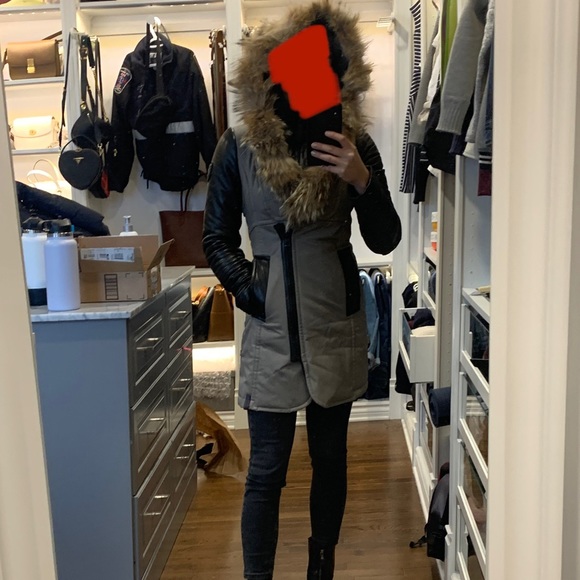 Rudsak Down Coat with leather and fur trim - Picture 1 of 14